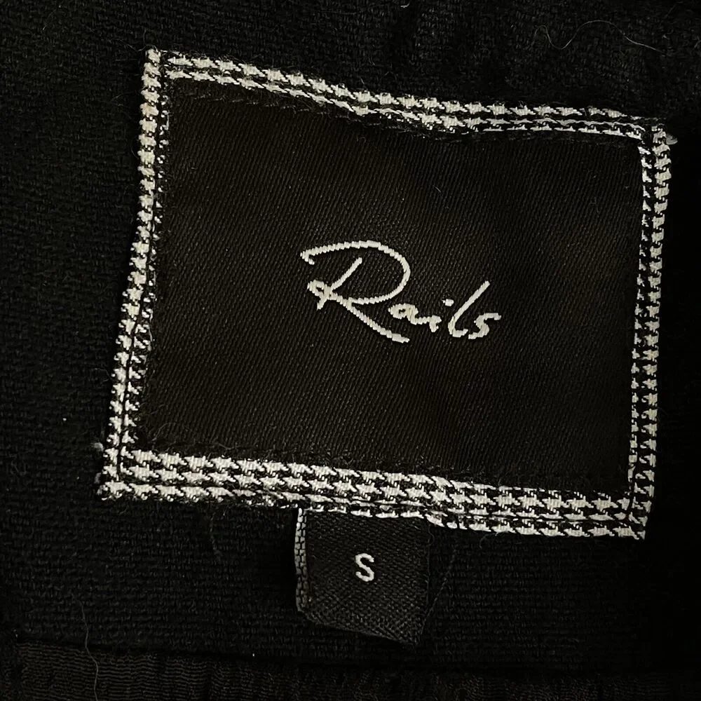 Rails Sz S Black Cargo Dark Academia Utility Jacket Lamb Leather Sleeves $348 - Picture 8 of 9